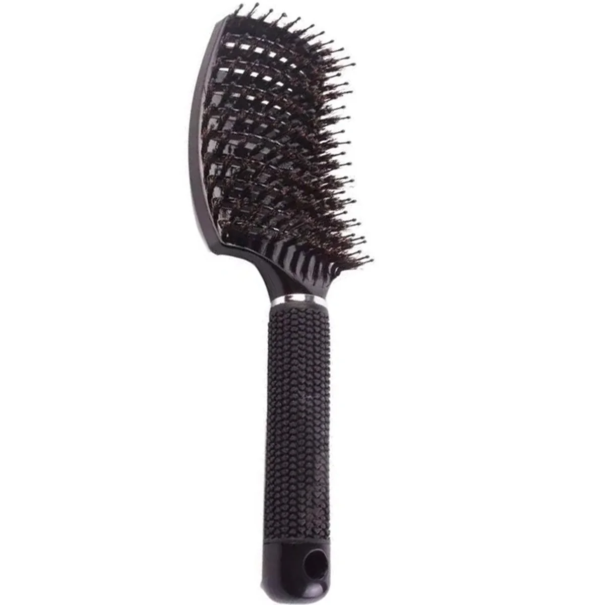 Brosse dĂ©mĂȘlante courbĂ©e Sanglier/Nylon Noir Jacques Seban
