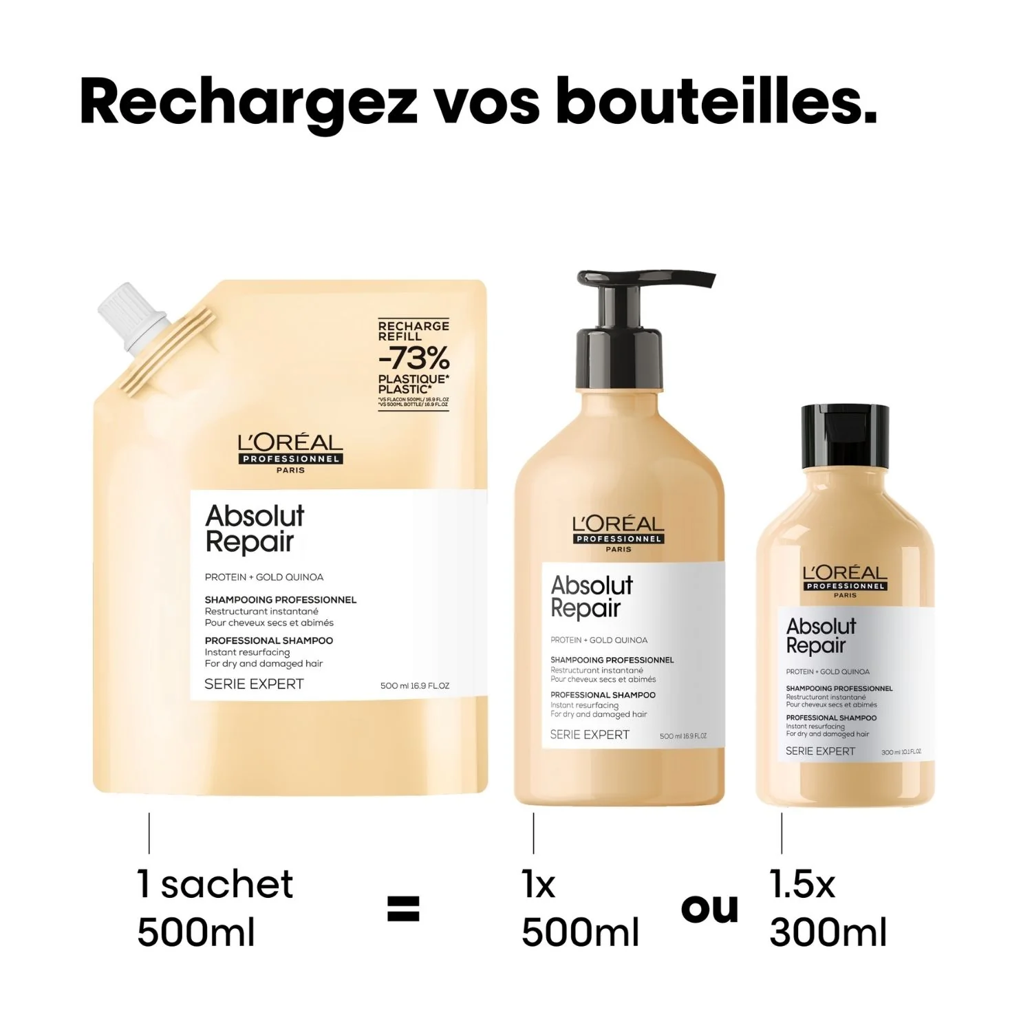 Éco-Recharge Shampoing Absolut Repair L'Oréal Professionnel 500 ML - Image 4