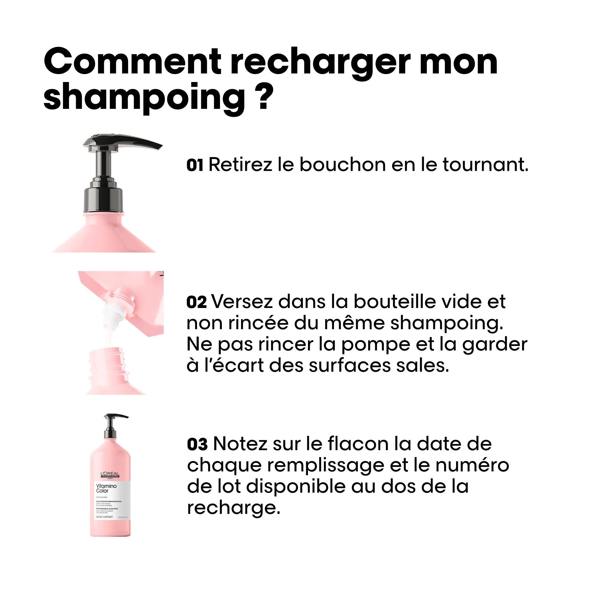 Ăco-Recharge Shampoing Vitamino Color L'OrĂ©al Pro 1000 ML - Image 5