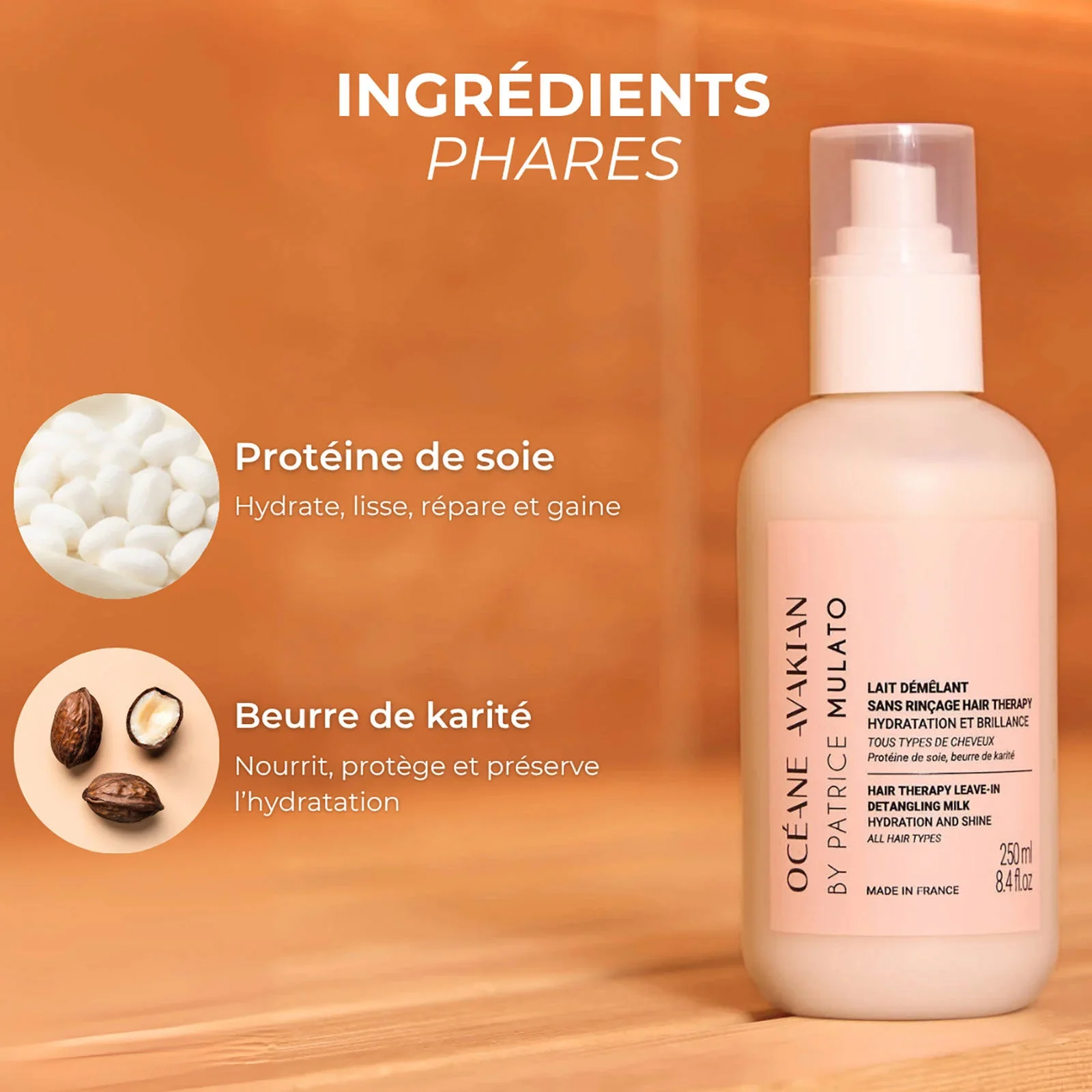Lait DĂ©mĂȘlant Sans Rinçage Hair Therapy OcĂ©ane Avakian by Mulato 250 ML - Image 4