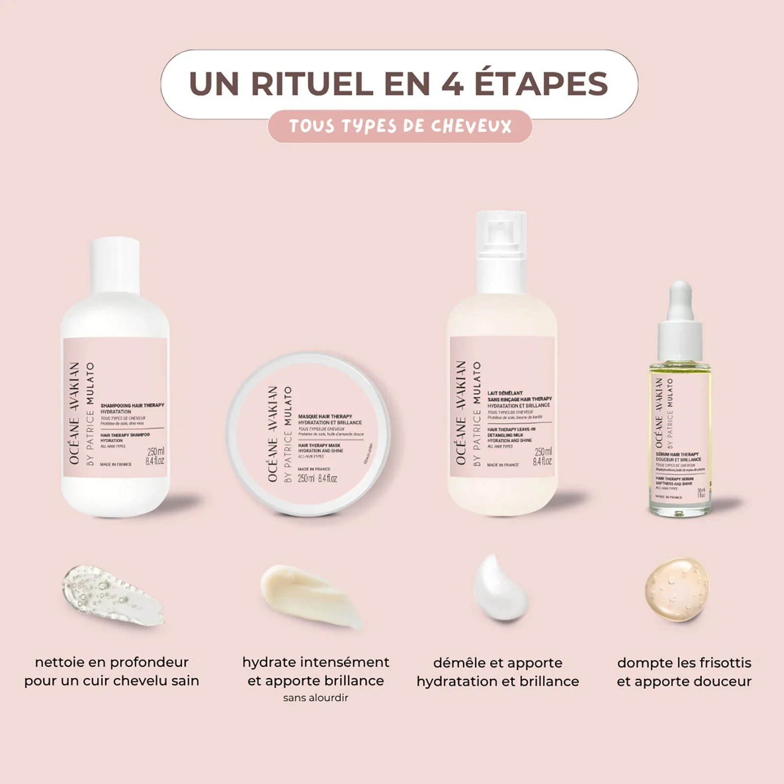 Lait DĂ©mĂȘlant Sans Rinçage Hair Therapy OcĂ©ane Avakian by Mulato 250 ML - Image 5