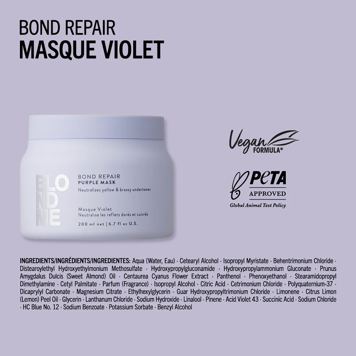 Masque Violet Neutralisant Blond Me Bond Repair Schwarzkopf 200 ML - Image 5